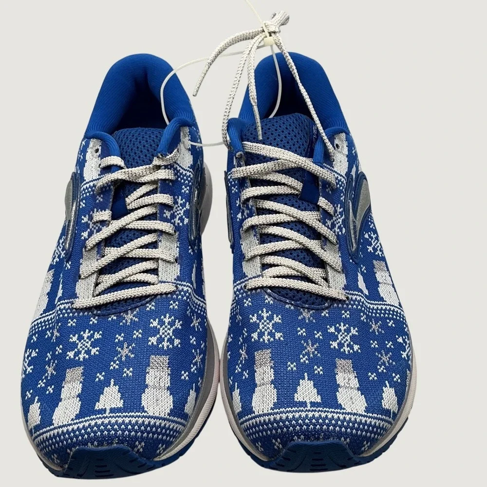 Brooks Revel 3 Run Merry Men 10 Blue White Snowman Christmas Running Shoes